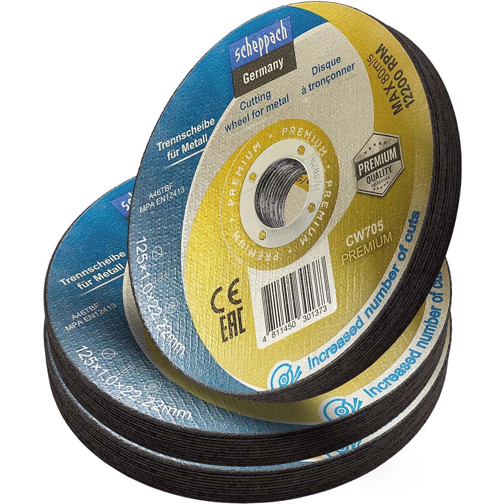 Изображение товара Отрезной круг для металла Scheppach 125мм 30шт набор профессиональный