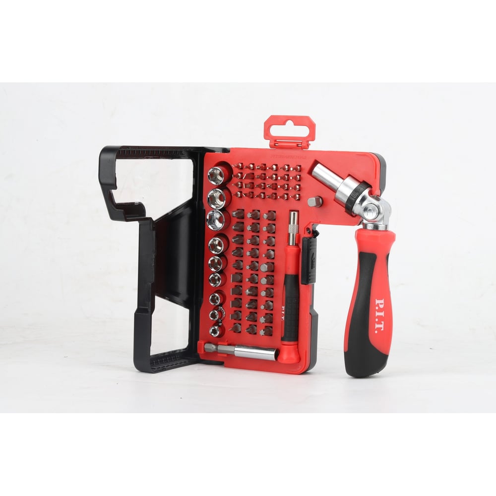 Изображение товара Набор бит и головок с рукоятками P.I.T. ADVANCE 68шт, 2 рукоятки, 2 адаптера, кейс, HSDR04-0068