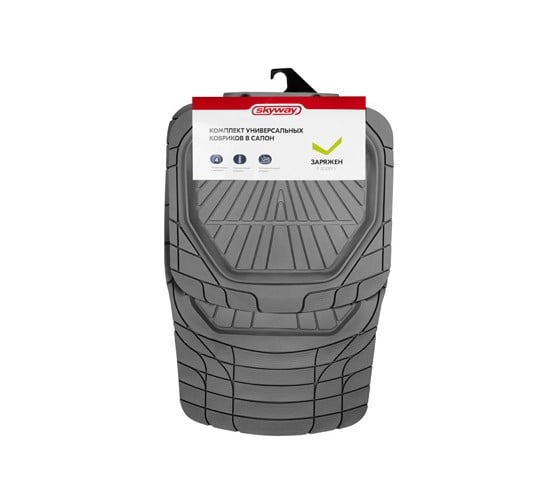Изображение товара Коврик салона SKYWAY Rain-3 4пр. Ванночка Полиуретановый Серый (п:77*52см,з:47*50см) S01710002