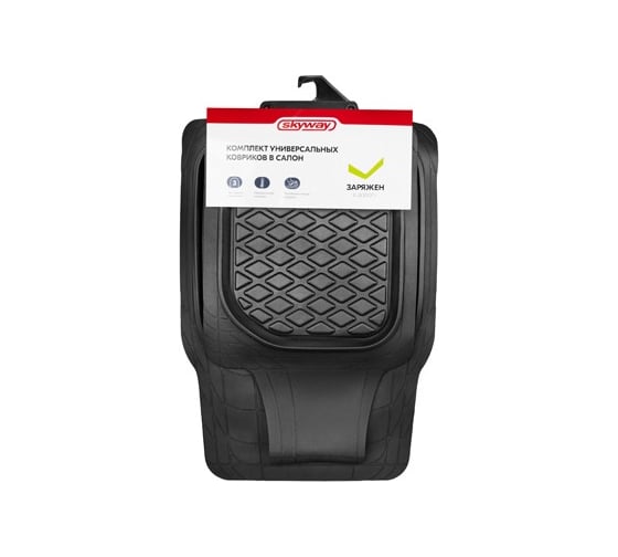 Изображение товара Коврик салона SKYWAY Rain-8 3пр. Ванночка Полиуретановый Черный (п:73*50см,з:141*40см) S01710005