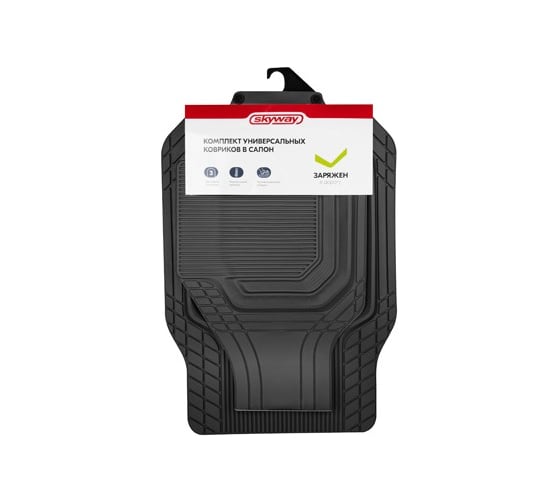 Изображение товара Коврик салона SKYWAY Rain-9 3пр. Ванночка Полиуретановый Черный (п:72*50см,з:135*40см) S01710010