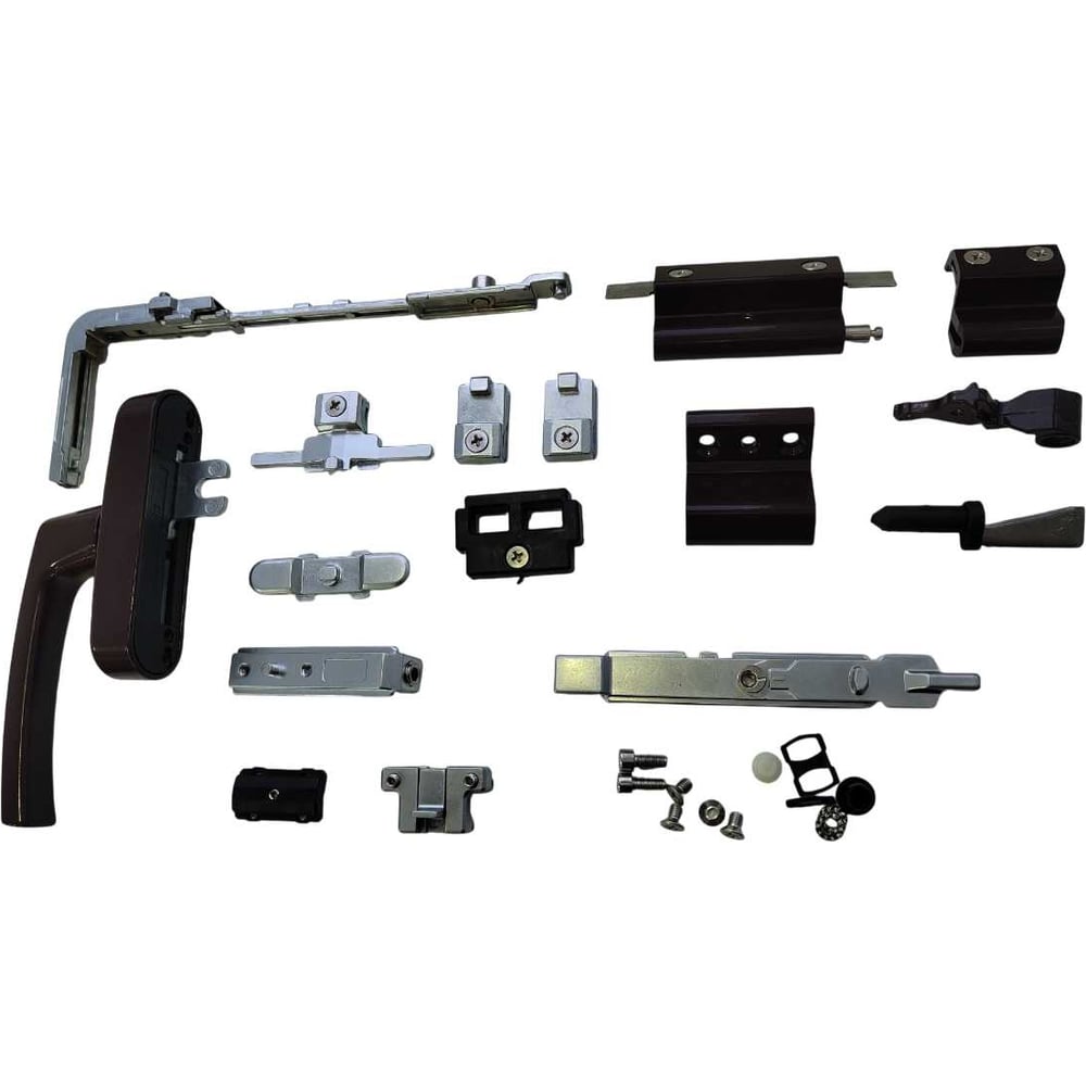 Изображение товара Комплект поворотно-откидного окна с ручкой МЕТИЗИК АГАТ коричневый