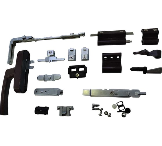 Изображение товара Комплект поворотно-откидного окна с ручкой МЕТИЗИК АГАТ коричневый 8712