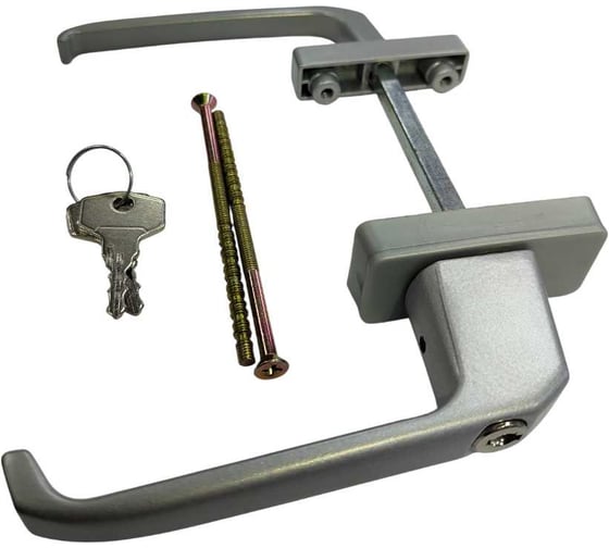 Изображение товара Гарнитур для балконной двери МЕТИЗИК АГАТ серый с ключем штифт 95 мм 8718.41