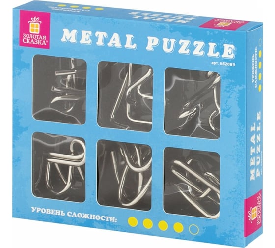 Изображение товара Головоломки металлические ЗОЛОТАЯ СКАЗКА уровень сложности ЭКСПЕРТ 6 шт. 662089