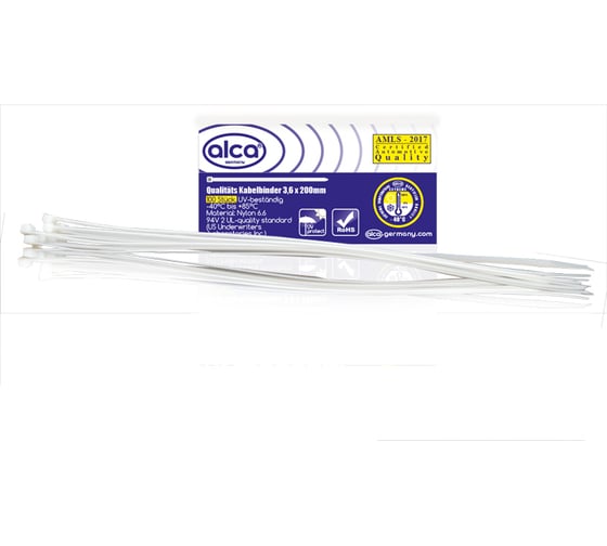 Изображение товара Кабельный хомут Alca нейлон, 3,6х200 мм, 100 шт. 624200