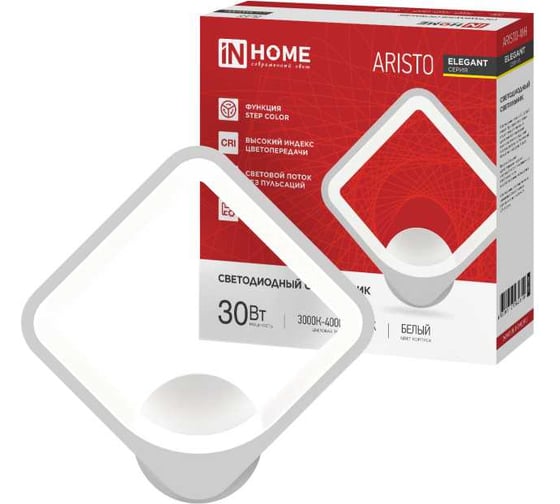 Изображение товара Светильник светодиодный IN HOME ELEGANT ARISTO-WH 30Вт 230В 3000-6500K 2400Лм STEP COLOR белый 4690612062310