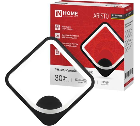 Изображение товара Светильник светодиодный IN HOME ELEGANT ARISTO-BL 30Вт 230В 3000-6500K 2400Лм STEP COLOR черный 4690612062303
