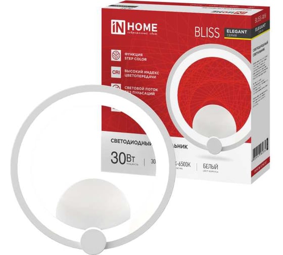 Изображение товара Светильник светодиодный IN HOME ELEGANT BLISS-WH 30Вт 230В 3000-6500K 2400Лм STEP COLOR белый 4690612062280