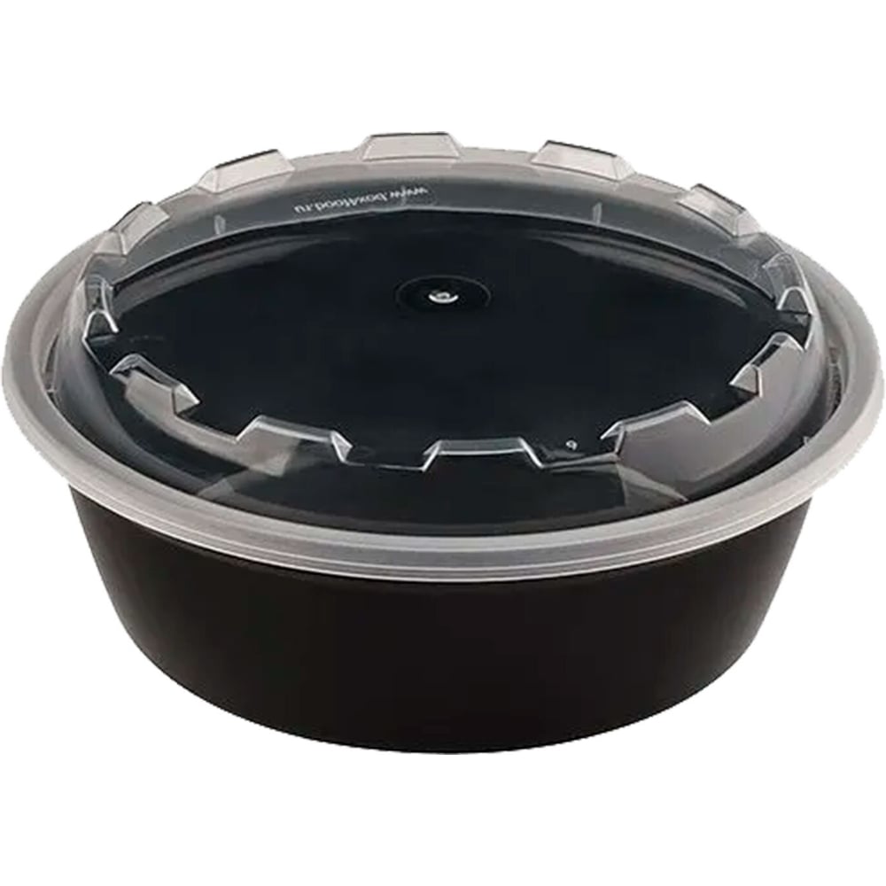 Изображение товара ОФИСМАГ 530мл круглый контейнер d152 мм, 150 шт, черный/прозрачный