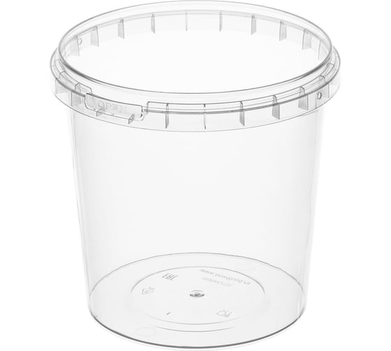 Изображение товара Банка с крышкой ОФИСМАГ 1000мл пластиковая под пресервы с контрольным замком, диаметр 122мм, комплект 150 шт., ШК5896 609217