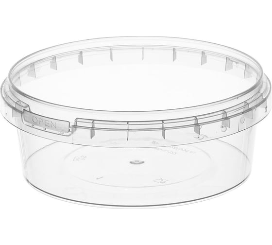 Изображение товара Банка с крышкой ОФИСМАГ 385мл пластиковая под пресервы с контрольным замком, диаметр 122мм, комплект 225 шт., ШК5957 609215