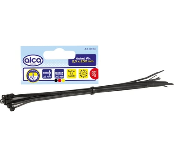 Изображение товара Пластиковая стяжка хомут Alca 2,5x200 мм, 100 шт. 613200