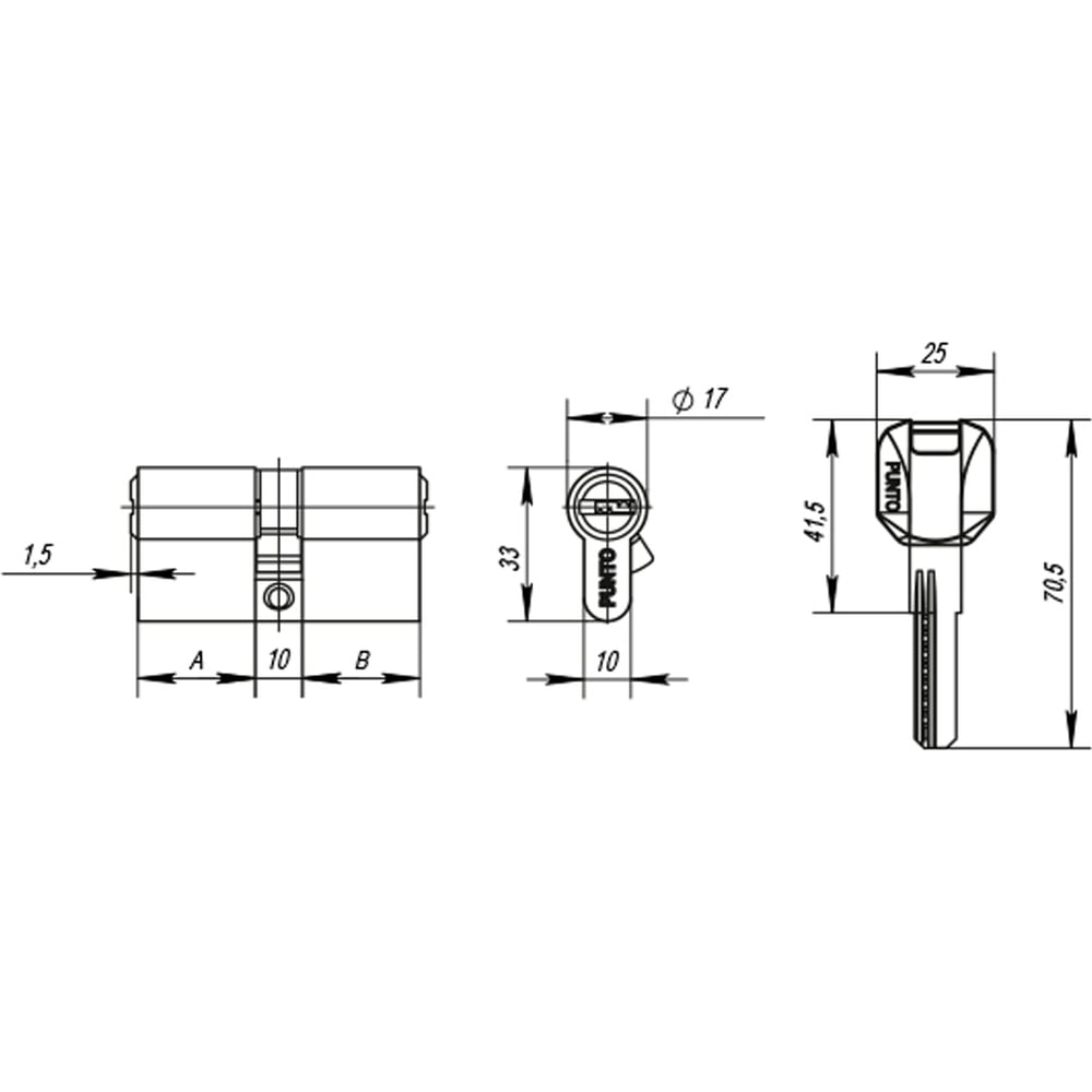 Изображение товара Цилиндровый механизм PUNTO MaxPro7002Knob100mm45+10+45 SN никель для дверей
