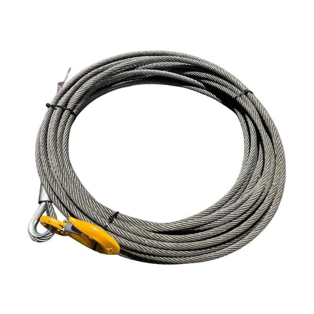 Изображение товара Канат стальной для лебедки Сталь-91 d9.6мм 20м с крюком грузоподъемность 1.5т