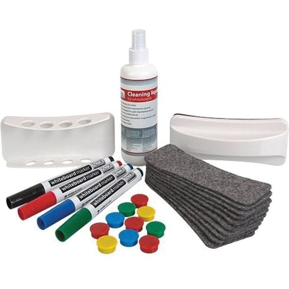 Изображение товара Набор для магнитно-маркерной доски ОФИСМАГ 4 маркера держатель чистящее средство салфетки