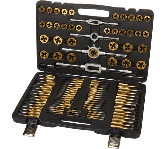 Изображение товара Набор метчиков и плашек метрический LIGE 110 предметов, титановый, LG-S1020 886254