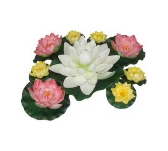 Изображение товара Дисплей с кувшинками Heissner белая 28см - 6шт., розовая 18см - 18шт., жёлтая 10см - 30шт VSL1120-00