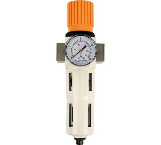 Изображение товара Фильтр-масловлагоотделитель WIEDERKRAFT 3/8 5 мкм, 16 бар с регулятором давления и автоматическим сбросом WDK-7730FA