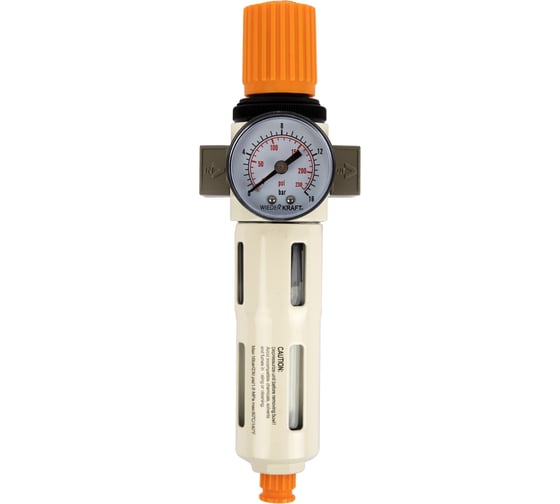 Изображение товара Фильтр-масловлагоотделитель WIEDERKRAFT 1/4 5 мкм, 16 бар с регулятором давления. WDK-7720FD