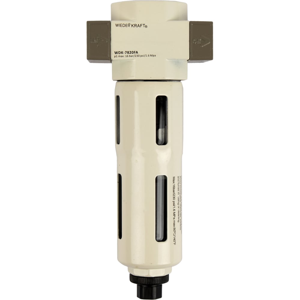 Изображение товара Фильтр-масловлагоотделитель WIEDERKRAFT 1/4 5 мкм 16 бар автоматический сброс