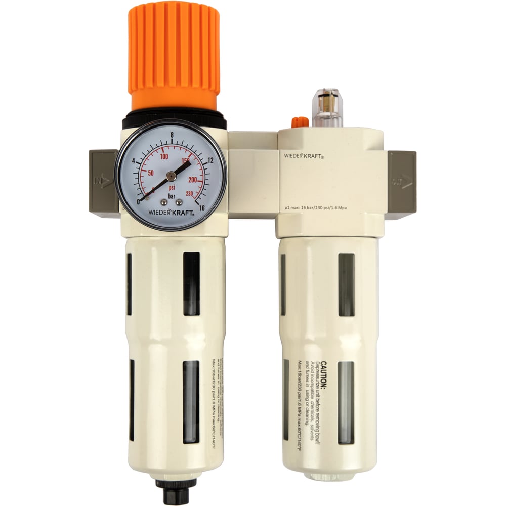 Изображение товара Блок подготовки воздуха WIEDERKRAFT 1/2 16 бар с влагоотделителем и регулятором давления