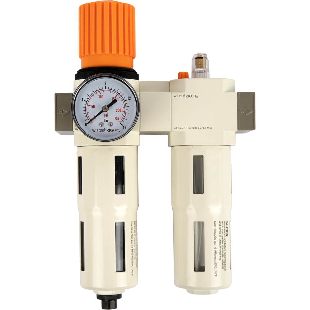 Изображение товара Блок подготовки воздуха WIEDERKRAFT 3/8 16 бар влагоотделитель лубрикатор регулятор