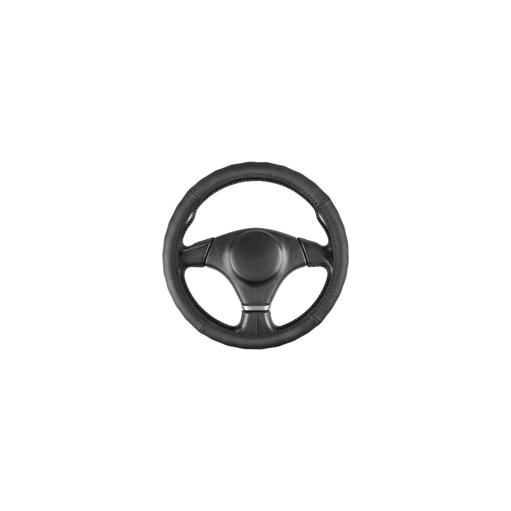 Изображение товара Оплётка рулевая SKYWAY из натуральной кожи перфорация размер XL черная