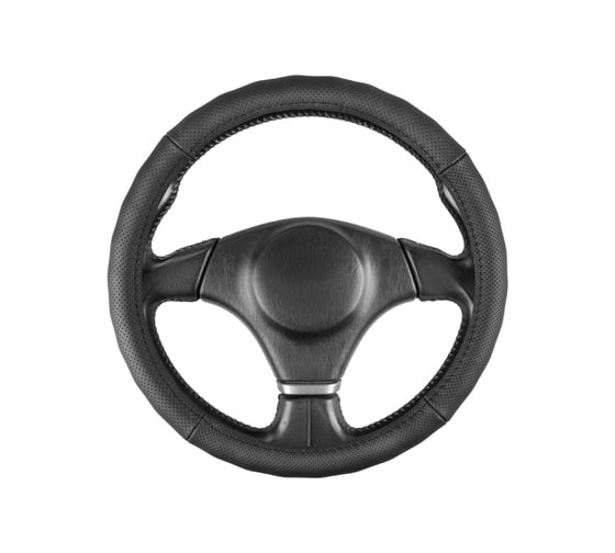 Изображение товара Оплётка рулевая SKYWAY из натуральной кожи, с перфорацией, Base Real-4, размер XL (41-43 см), чёрная S01108037