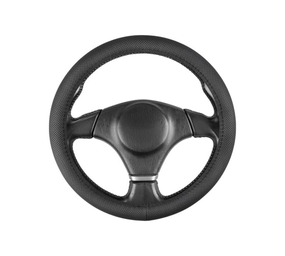 Изображение товара Оплётка рулевая SKYWAY из натуральной кожи, с перфорацией, Base Real-11, размер XL (41-43 см), чёрная S01108032