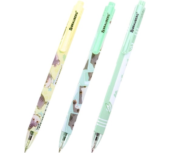 Изображение товара Ручка шариковая автоматическая BRAUBERG с принтом кросс-серия МИЛЫЕ КОТЫ, СИНЯЯ, КОМПЛЕКТ 24 шт., линия 0,35мм, 144479