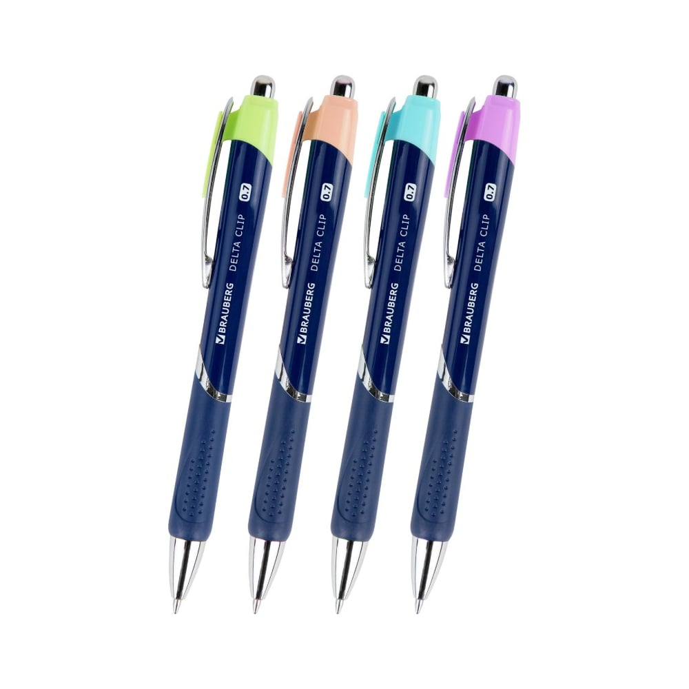 Изображение товара Автоматическая шариковая ручка BRAUBERG DELTA CLIP 12 шт с грипом синий
