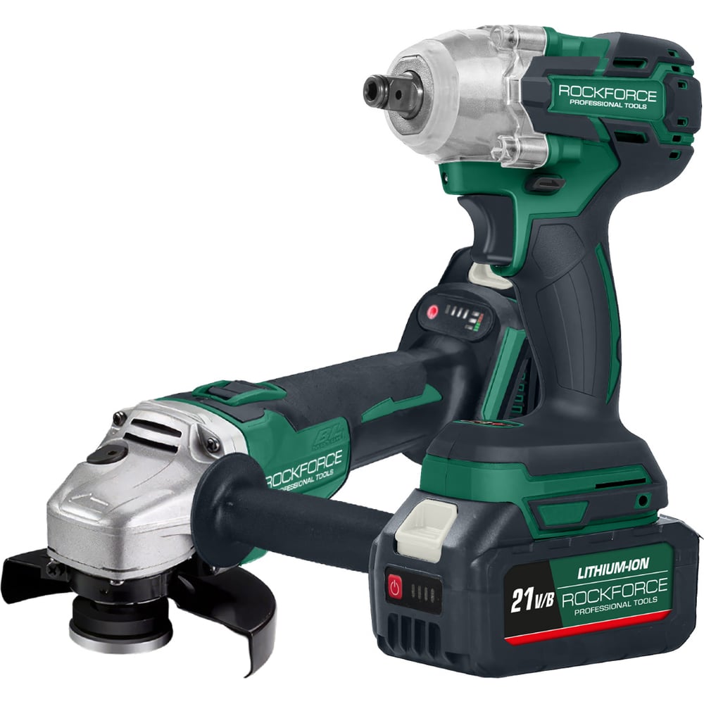 Изображение товара Набор инструментов Rockforce аккумуляторных шуруповерт и углошлифовальная машина 21 В