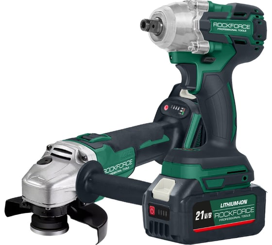 Изображение товара Набор инструментов аккумуляторных Rockforce (шуруповерт + УШМ) RF-DK0050X1(64184)