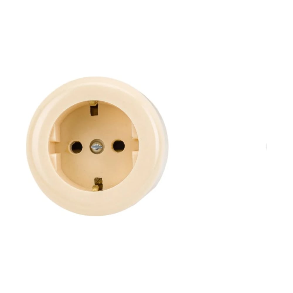 Изображение товара Электророзетка Ливны-Электро РА 10-011 с заземлением круглая слоновая кость