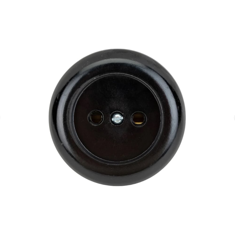 Изображение товара Розетка силовая круглая черная, 1 гнездо, IP20, серия Ретро, 200 шт