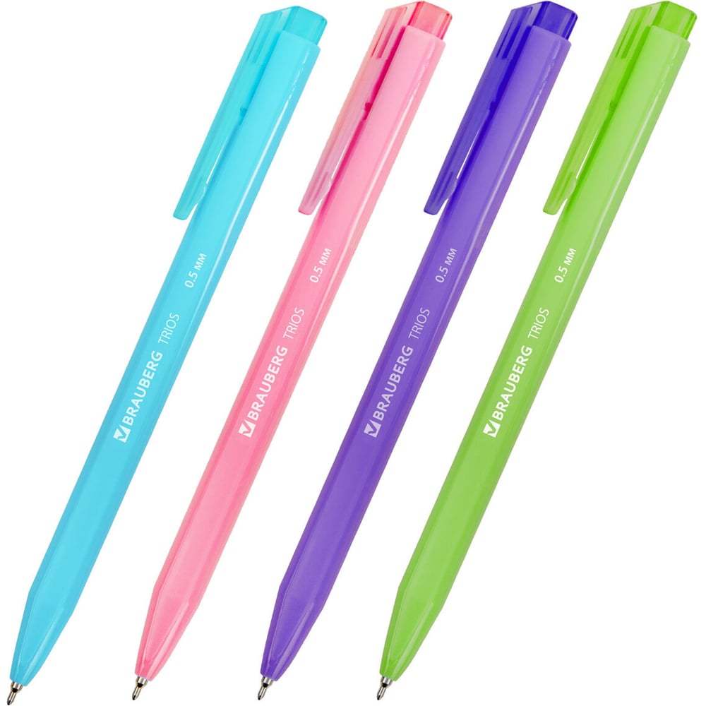 Изображение товара Ручка шариковая автоматическая BRAUBERG TRIOS BRIGHT COLOR синяя 40 шт