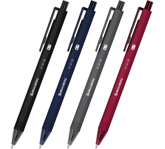 Изображение товара Ручка шариковая автоматическая BRAUBERG VIVID, СИНЯЯ, КОМПЛЕКТ 24 шт., узел 0,7 мм, линия письма 0,35 мм, 144407