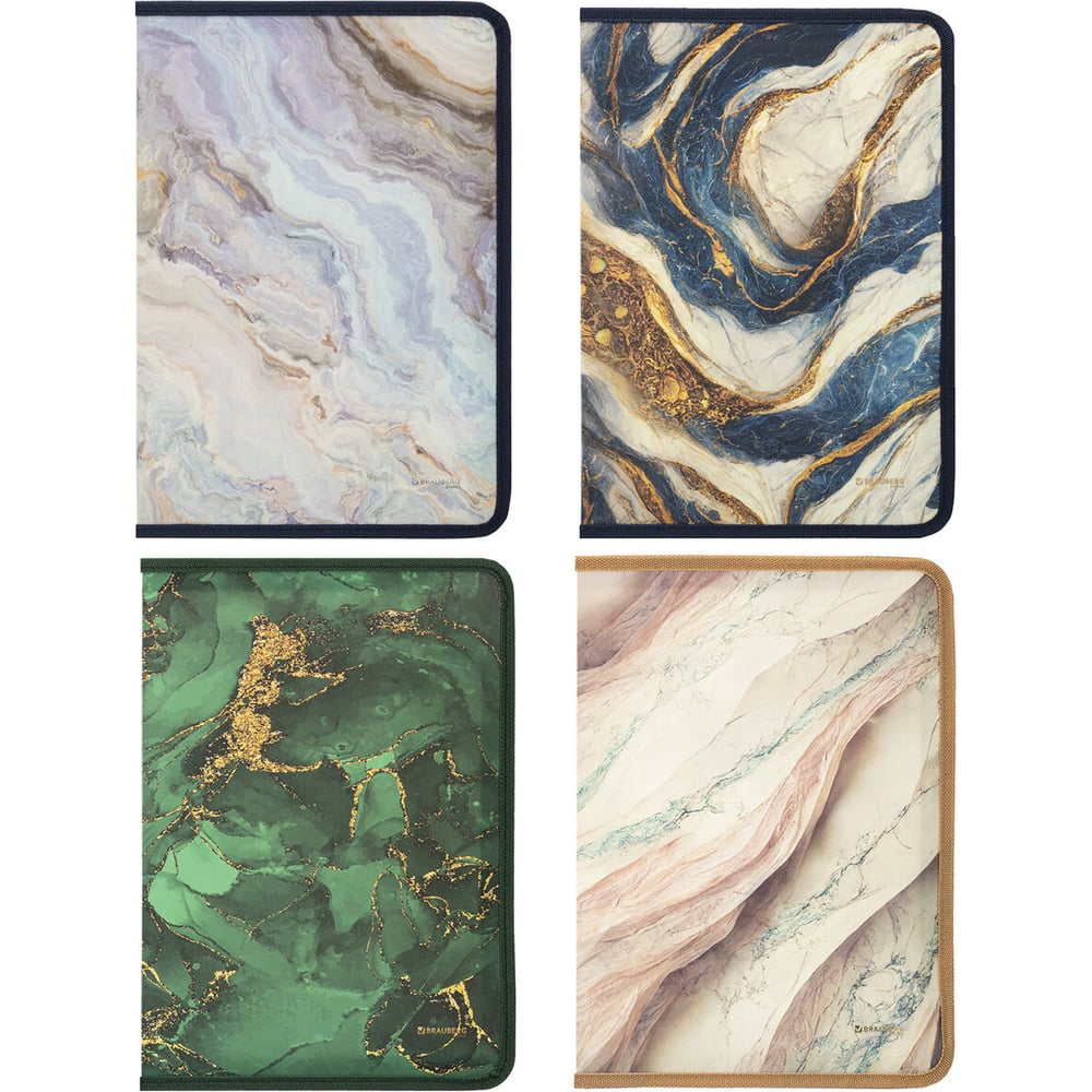 Изображение товара Папка на молнии BRAUBERG Мрамор А4 330x230 мм для документов и тетрадей