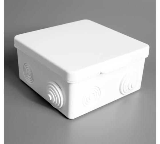 Изображение товара Коробка распаячная для открытой проводки Урал ПАК 80х80х50 мм (квад), 7 входов (гермов) белая IP54 в гофроящике 10 шт КО-52019080-010