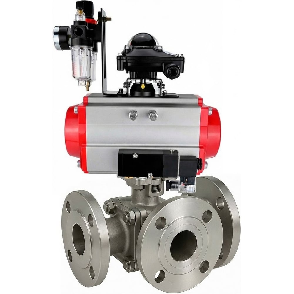 Изображение товара Кран шаровой DN.ru 316-316-PTFE-FP-3L-F-ISO-H Ду80 с фланцевым присоединением