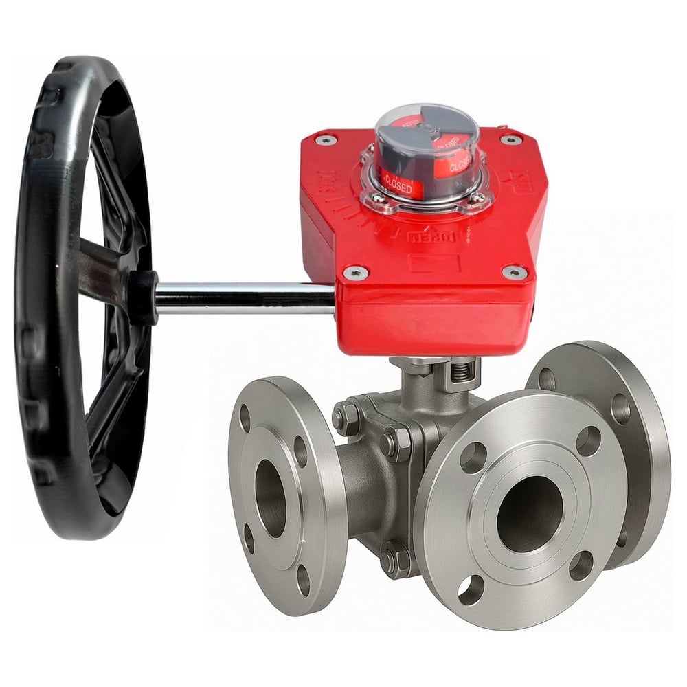 Изображение товара Кран шаровой DN.ru 316-316-PTFE-FP 3-ходовой Ду80 фланцевый электропривод Изображение товара Кран шаровой DN.ru 316-316-PTFE-FP 3-ходовой Ду80 фланцевый электропривод