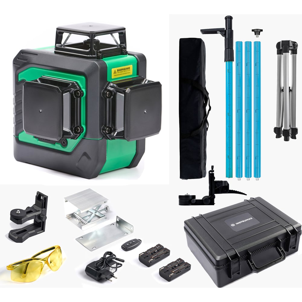 Изображение товара Комплект INSTRUMAX лазерный уровень GL 3-360 BAZA SET с штативом и аккумуляторами