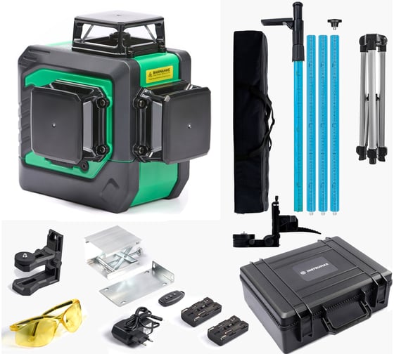 Изображение товара Комплект INSTRUMAX лазерный уровень GL 3-360 BAZA SET + штатив-штанга элевац. lp-300 в комплекте (2АКБ) IM0158_К2