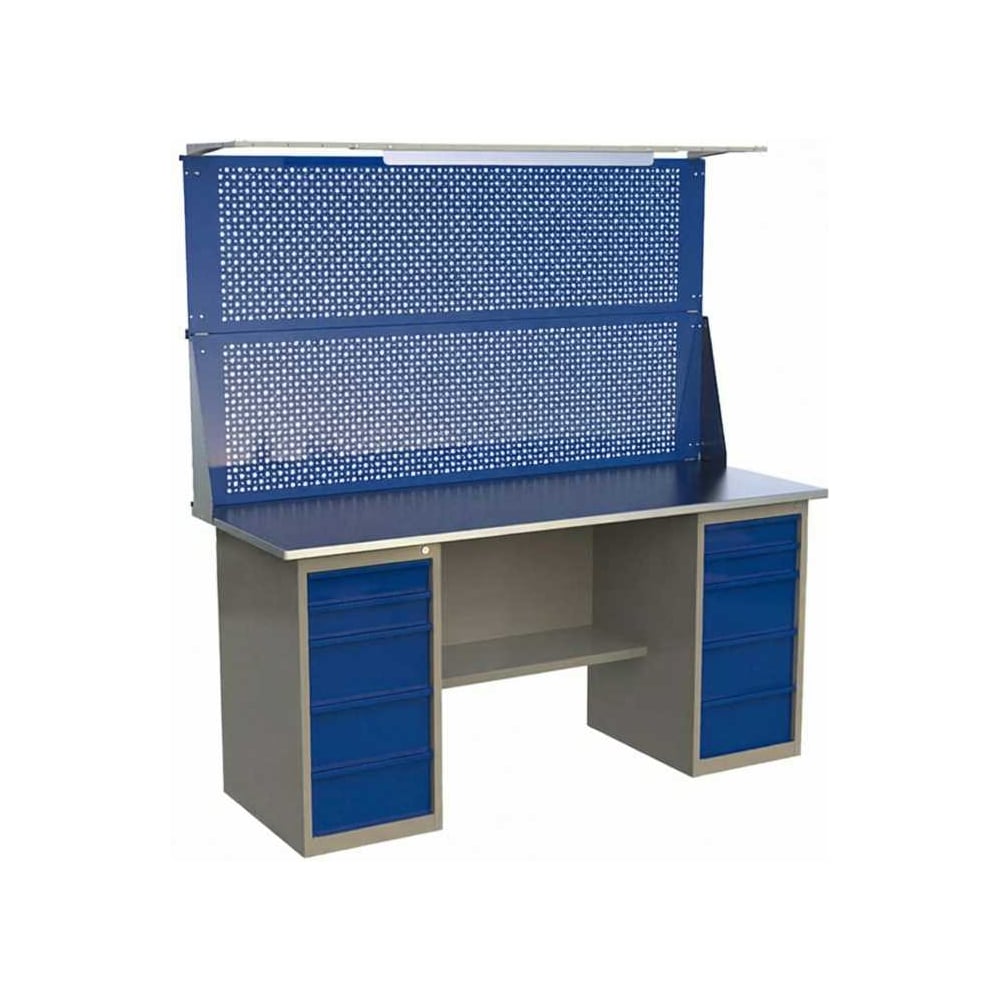 Изображение товара Верстак двухтумбовый ML5/ML5 с экраном и освещением IRONMEBEL 1600мм