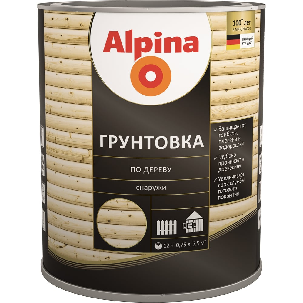 Изображение товара Грунтовка по дереву ALPINA 0.75 л для защиты от плесени