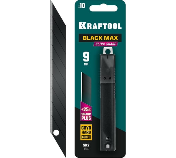 Изображение товара Сегментированные лезвия KRAFTOOL BLACK MAX 9 мм, 10 шт 09602-09-S10