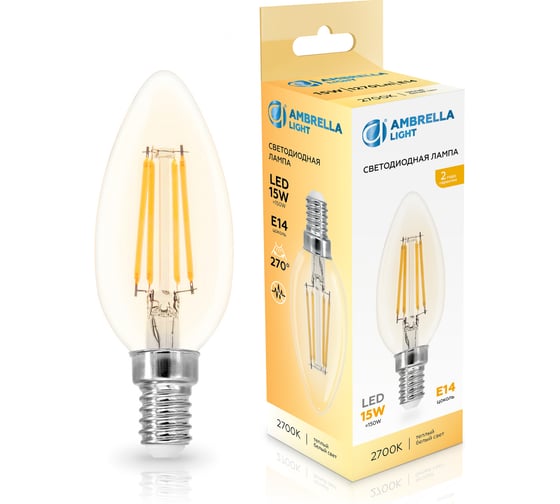 Изображение товара Лампа светодиодная Ambrella Light Filament LED C35 15W E14 2700K 220-240V 351513