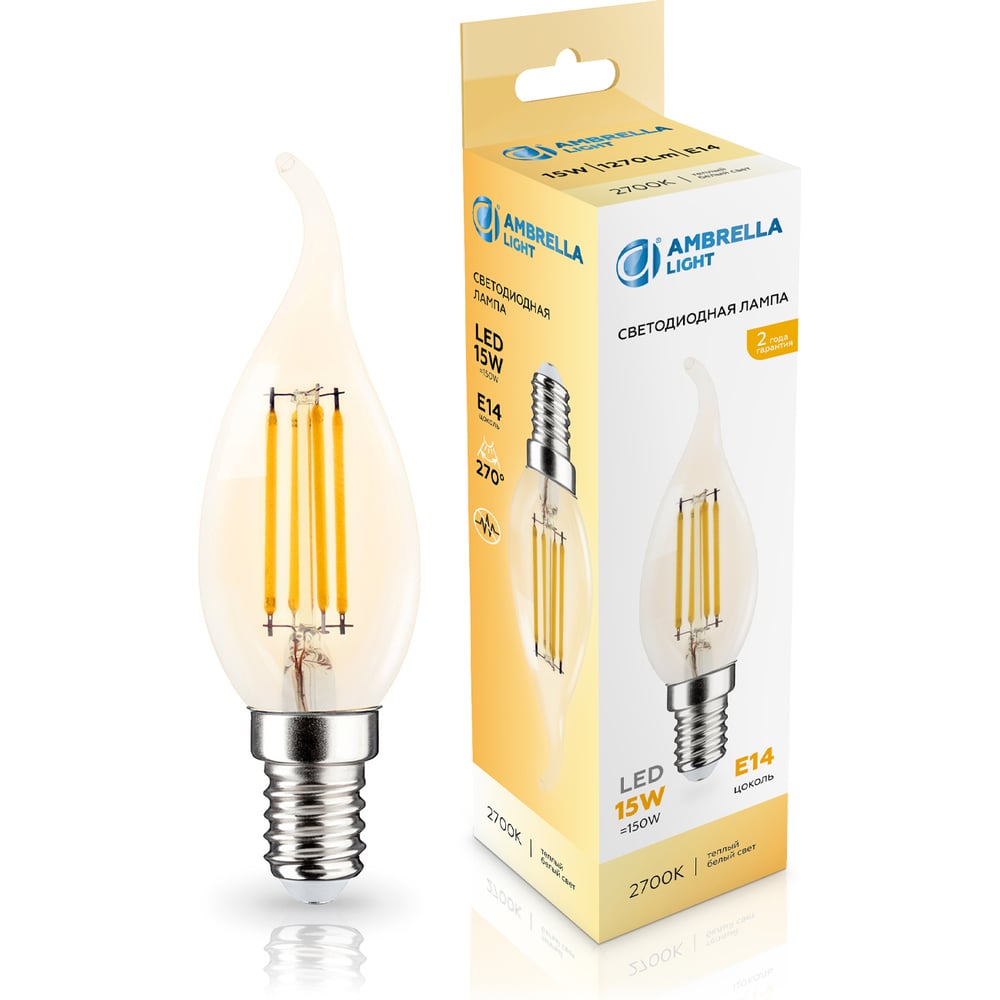Изображение товара Лампа светодиодная Ambrella Light Filament LED CF35 15W E14 2700K 220-240V 351523