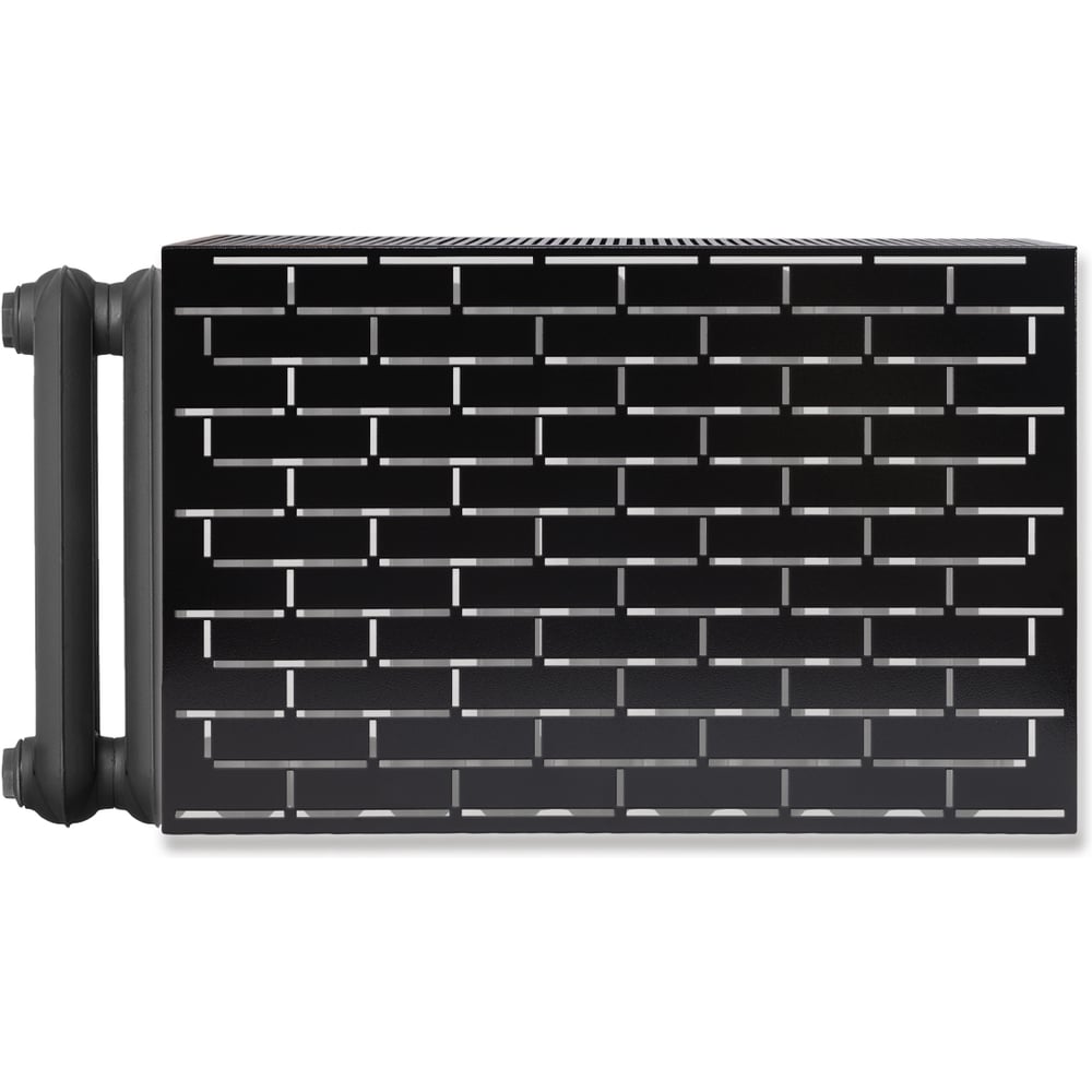 Изображение товара Экран на чугунный радиатор 80 см черный сталь лофт монтаж без крепежа